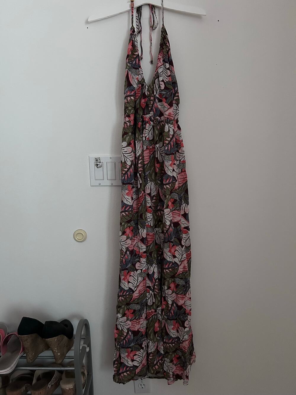 New Womenâs Wild Fable Tropical Palm Print Maxi Dres Rayon Stretchy size Medium